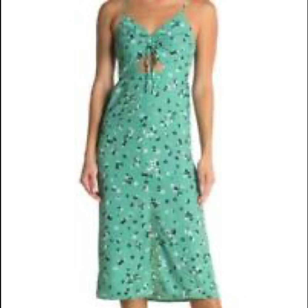 Topshop Floral Midi Dress with Keyhole Cutout